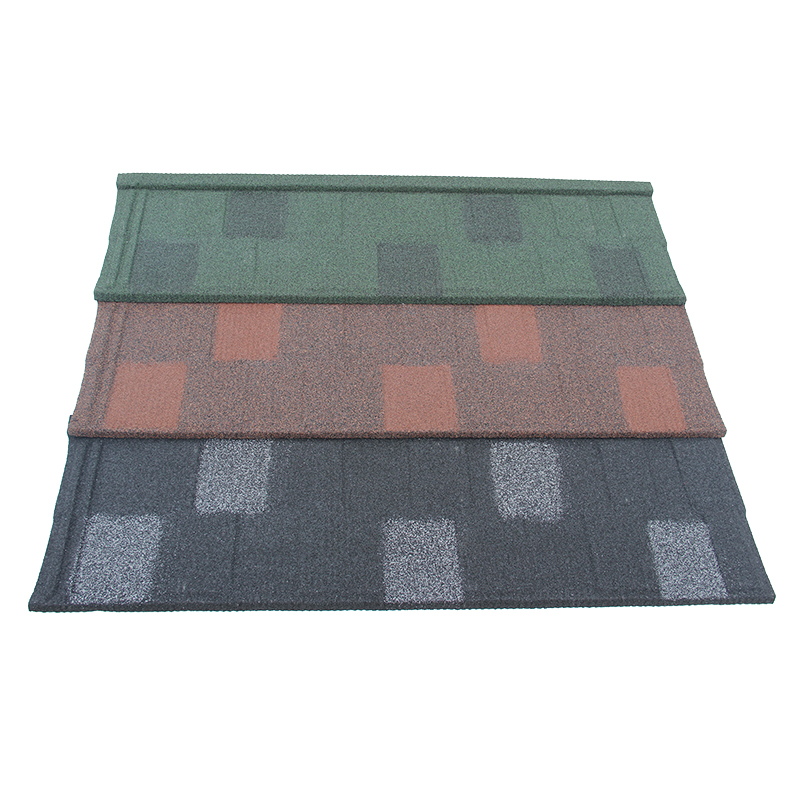 Shingle profile stone coated steel roof tile
